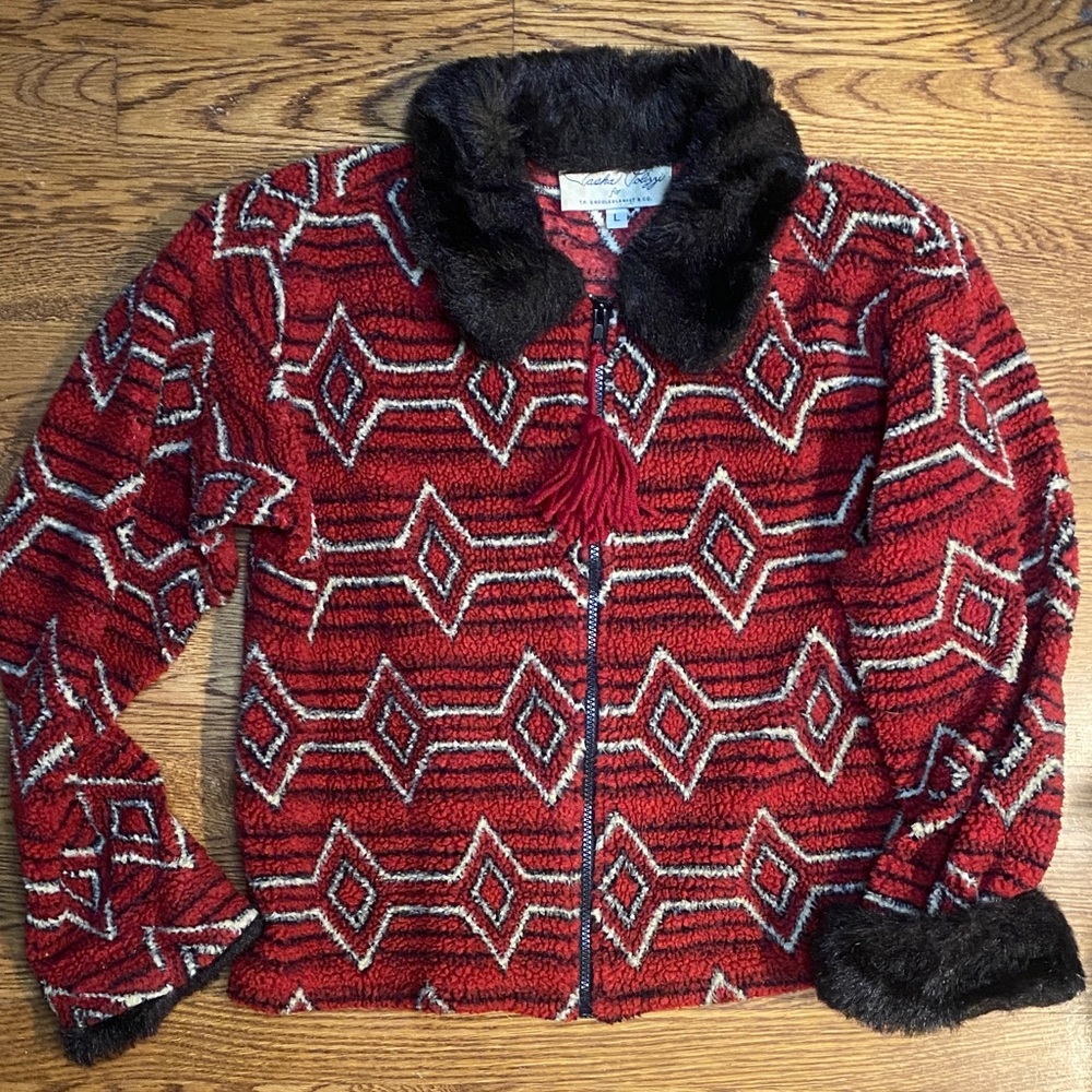 Tasha Polizzi Red and Black Patterned Jacket